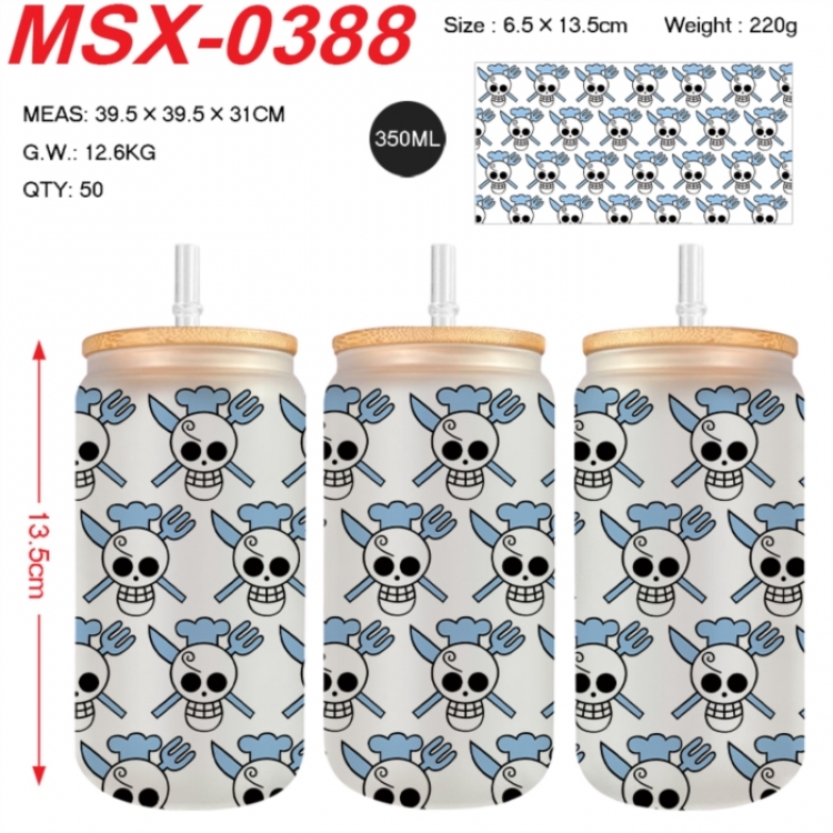 One Piece Anime frosted glass cup with straw 350ML