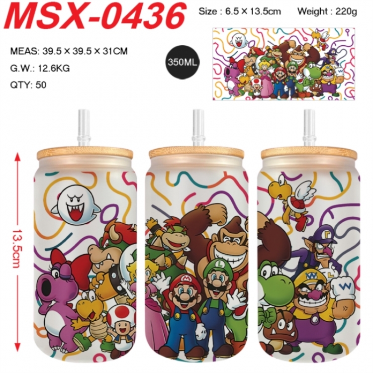 Super Mario Anime frosted glass cup with straw 350ML