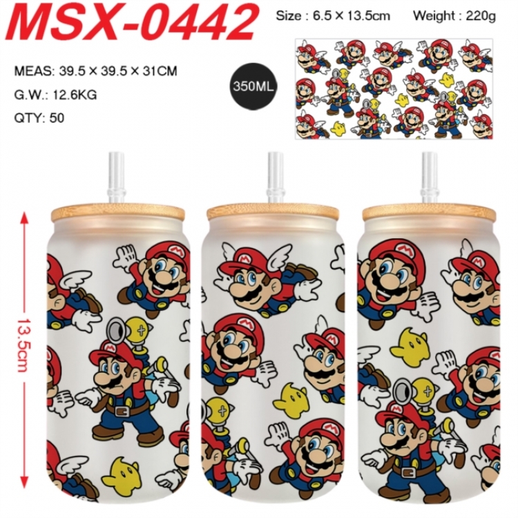 Super Mario Anime frosted glass cup with straw 350ML
