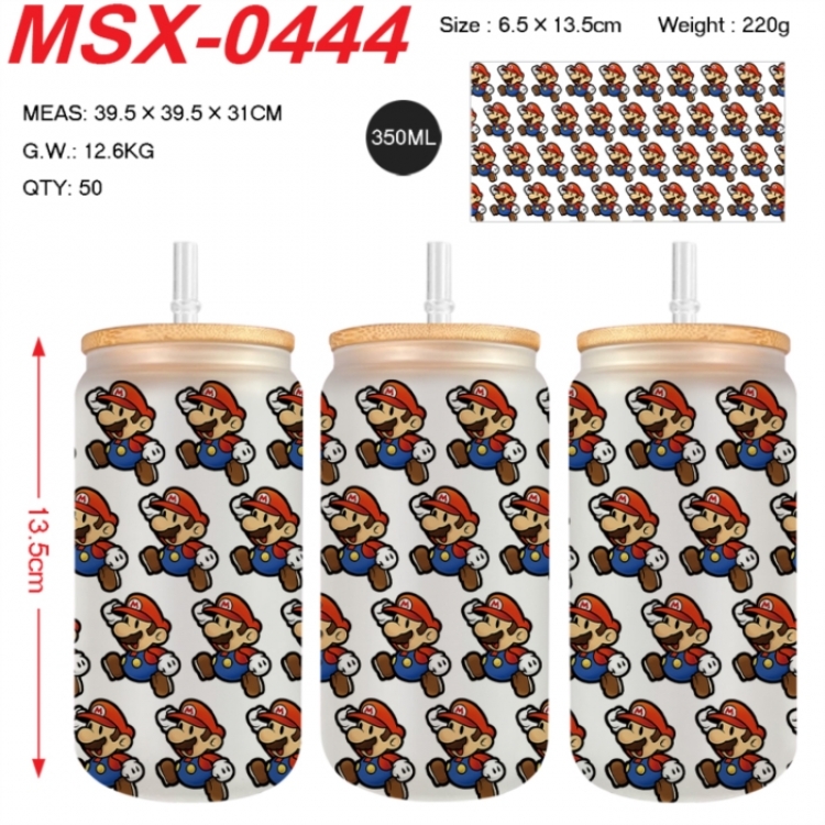 Super Mario Anime frosted glass cup with straw 350ML