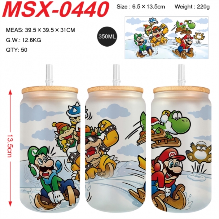 Super Mario Anime frosted glass cup with straw 350ML