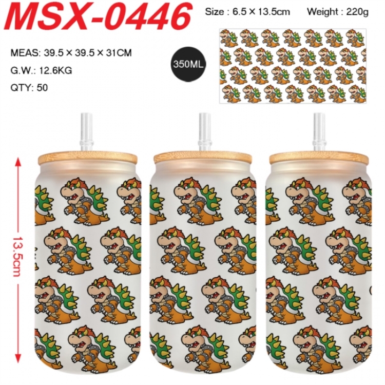 Super Mario Anime frosted glass cup with straw 350ML