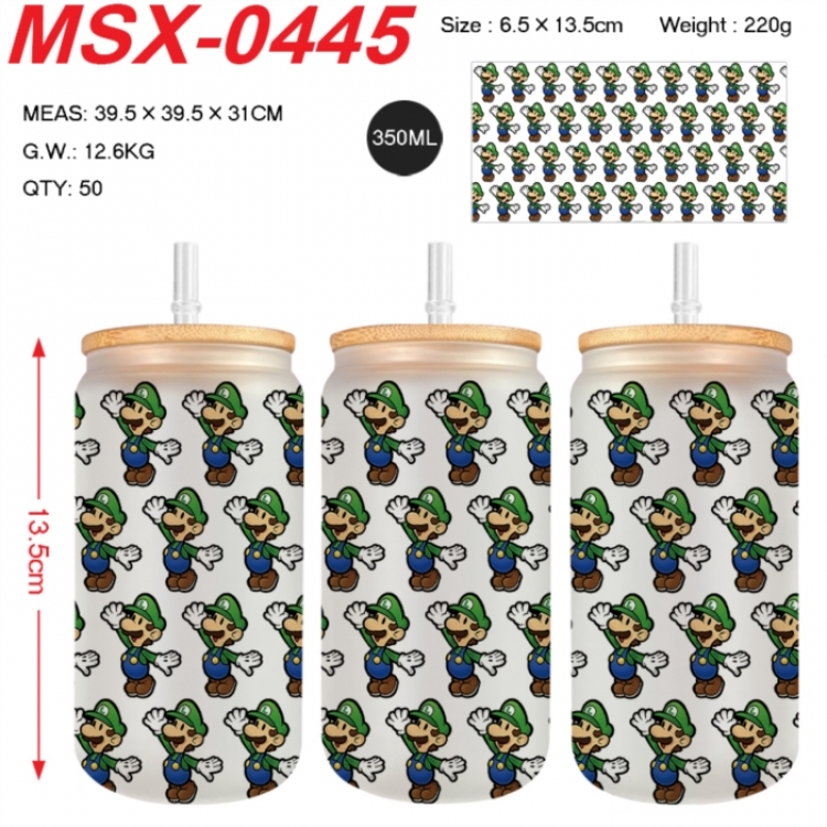 Super Mario Anime frosted glass cup with straw 350ML