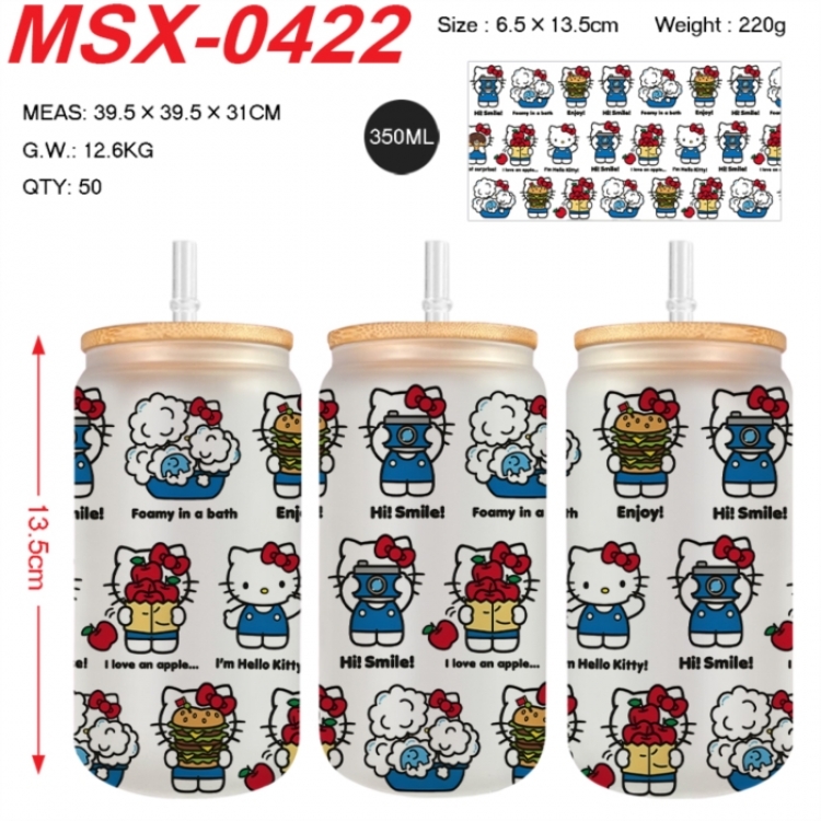 sanrio Anime frosted glass cup with straw 350ML