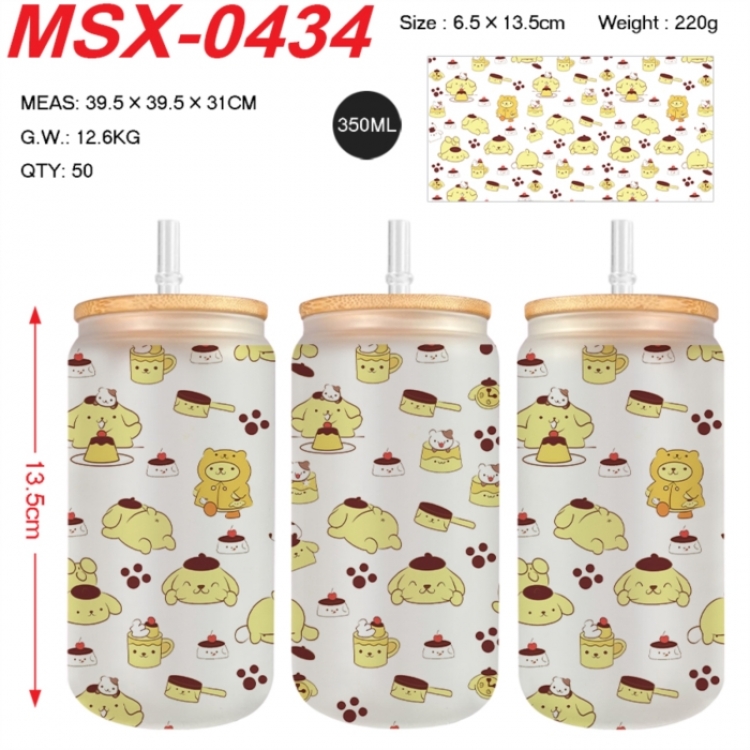sanrio Anime frosted glass cup with straw 350ML