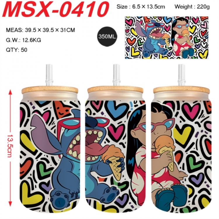 Lilo & Stitch Anime frosted glass cup with straw 350ML