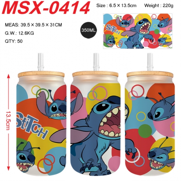 Lilo & Stitch Anime frosted glass cup with straw 350ML