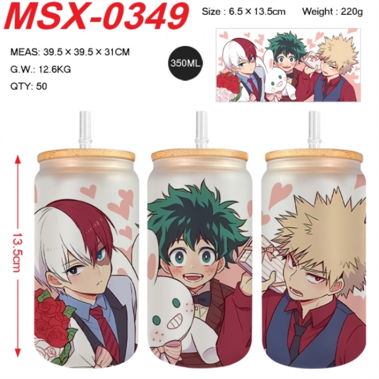 My Hero Academia Anime frosted glass cup with straw 350ML