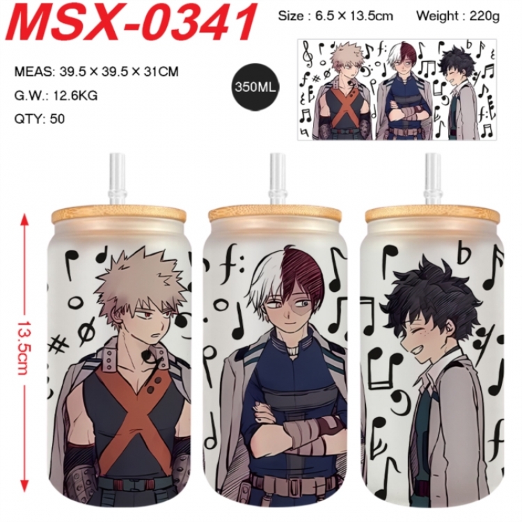 My Hero Academia Anime frosted glass cup with straw 350ML