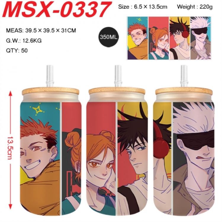 Jujutsu Kaisen Anime frosted glass cup with straw 350ML