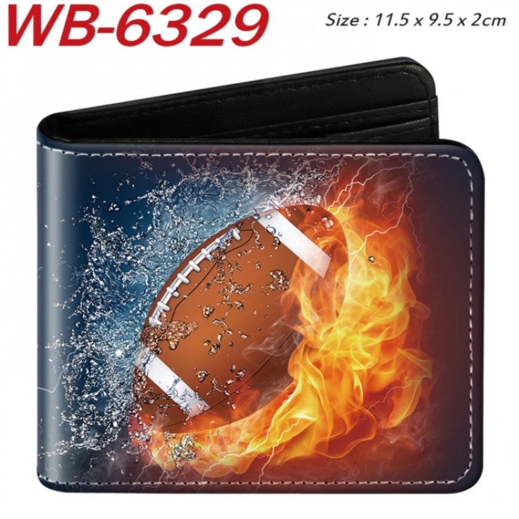 ball game Animation color PU leather half fold wallet 11.5X9X2CM