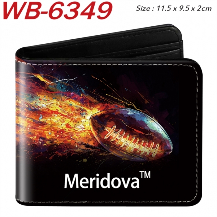 ball game Animation color PU leather half fold wallet 11.5X9X2CM