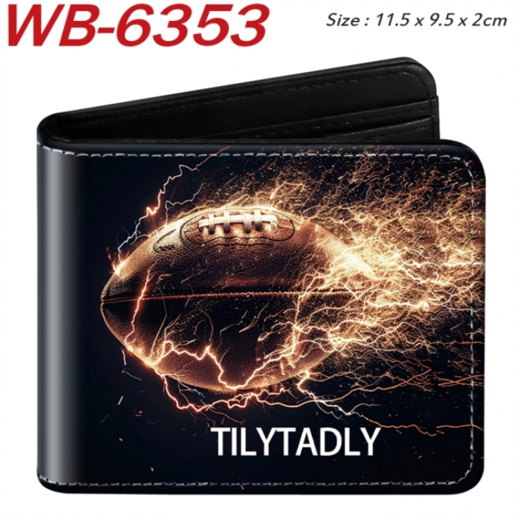 ball game Animation color PU leather half fold wallet 11.5X9X2CM