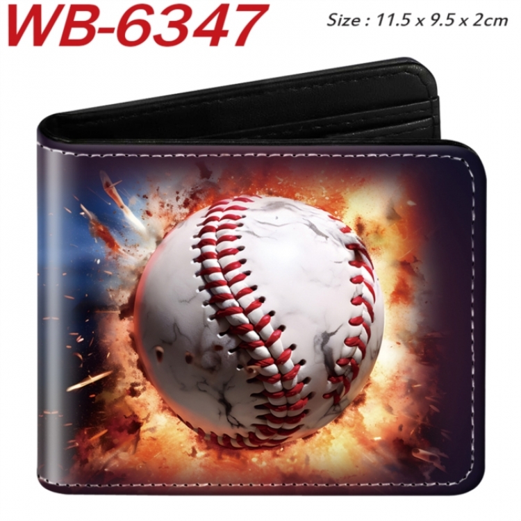 ball game Animation color PU leather half fold wallet 11.5X9X2CM