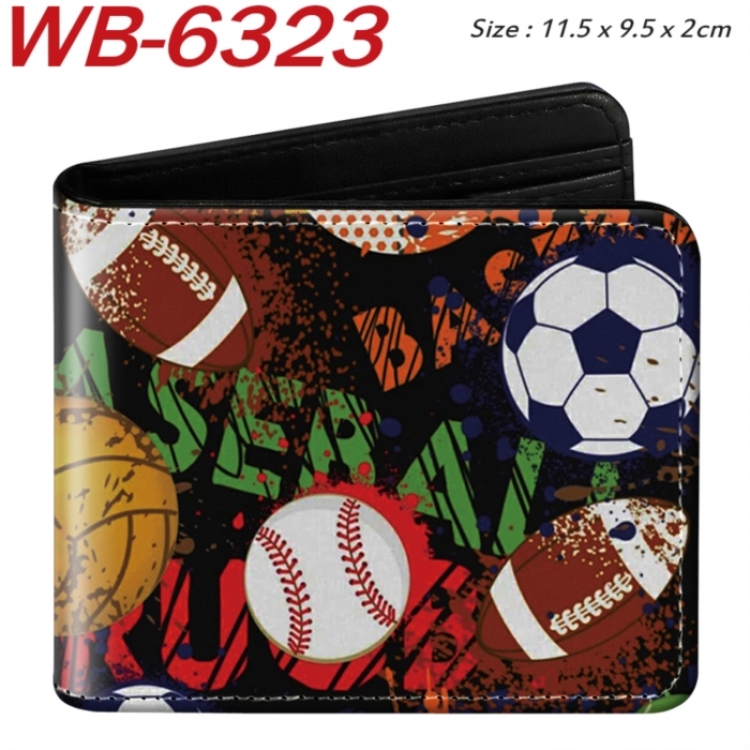 ball game Animation color PU leather half fold wallet 11.5X9X2CM