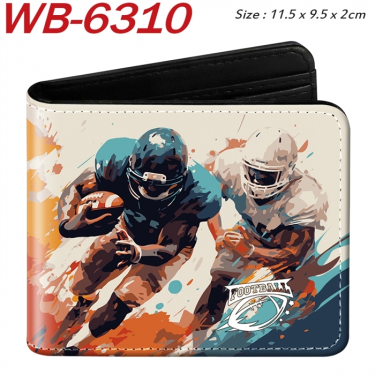 ball game Animation color PU leather half fold wallet 11.5X9X2CM