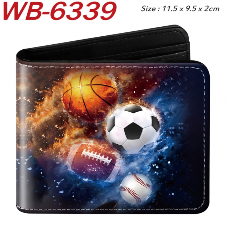 ball game Animation color PU leather half fold wallet 11.5X9X2CM