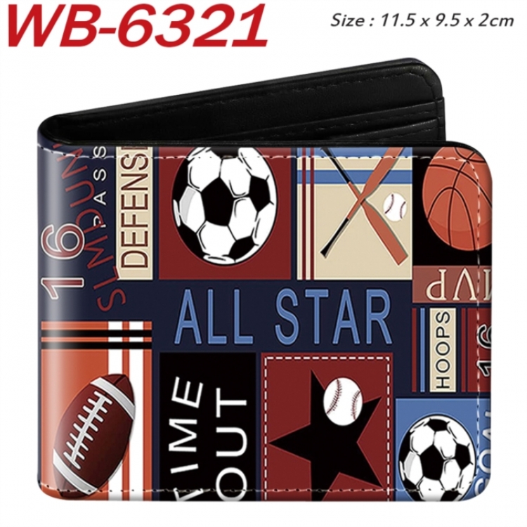 ball game Animation color PU leather half fold wallet 11.5X9X2CM