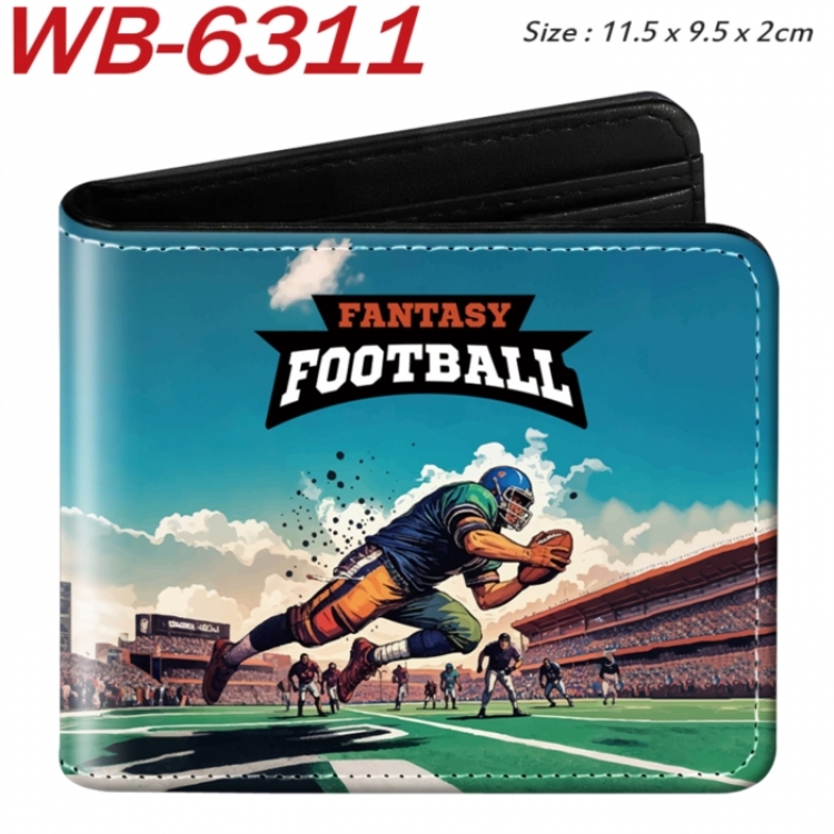 ball game Animation color PU leather half fold wallet 11.5X9X2CM