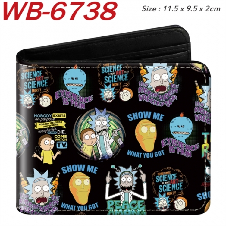 Rick and Morty Animation color PU leather half fold wallet 11.5X9X2CM