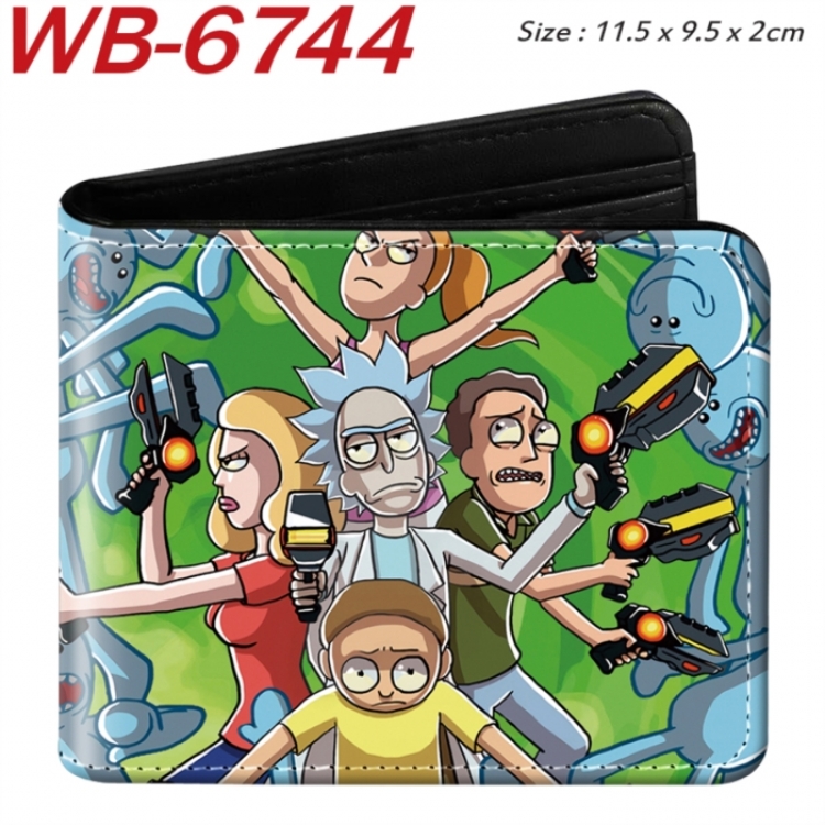 Rick and Morty Animation color PU leather half fold wallet 11.5X9X2CM