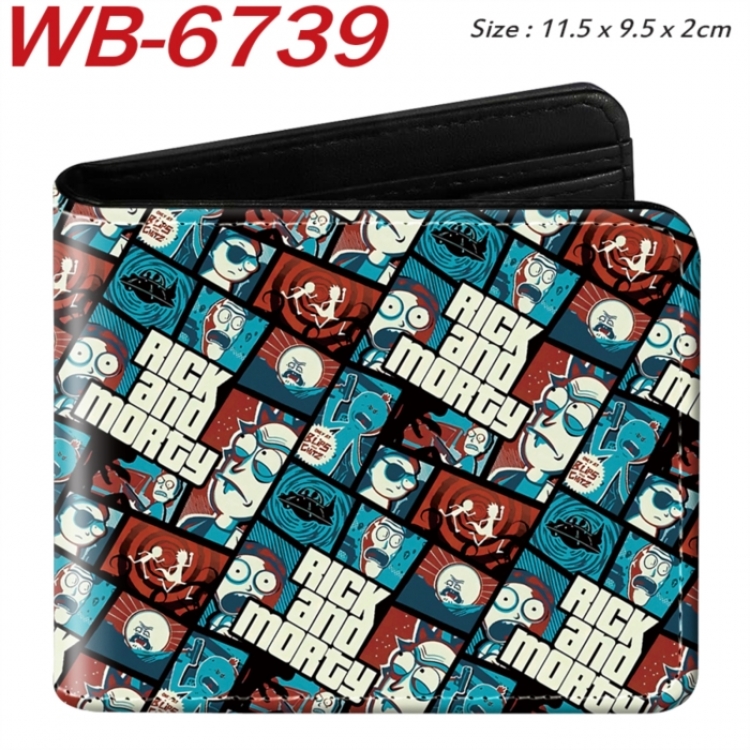 Rick and Morty Animation color PU leather half fold wallet 11.5X9X2CM