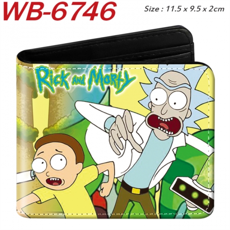 Rick and Morty Animation color PU leather half fold wallet 11.5X9X2CM