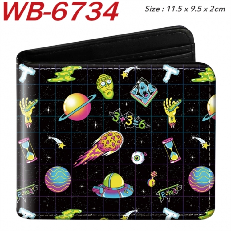 Rick and Morty Animation color PU leather half fold wallet 11.5X9X2CM