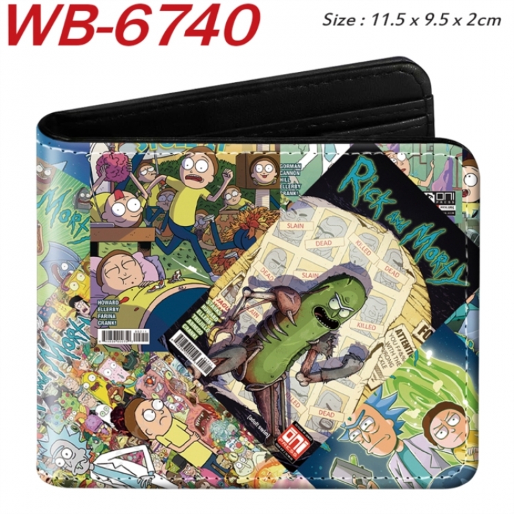 Rick and Morty Animation color PU leather half fold wallet 11.5X9X2CM
