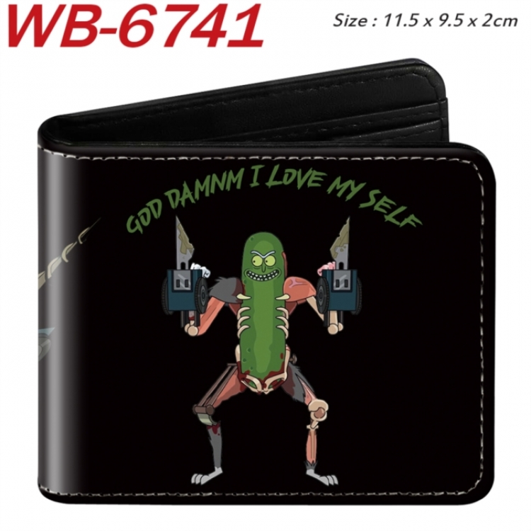 Rick and Morty Animation color PU leather half fold wallet 11.5X9X2CM