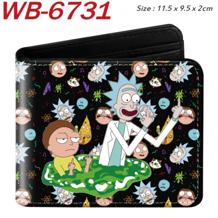 Rick and Morty Animation color PU leather half fold wallet 11.5X9X2CM