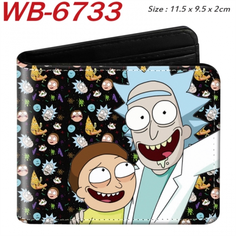 Rick and Morty Animation color PU leather half fold wallet 11.5X9X2CM