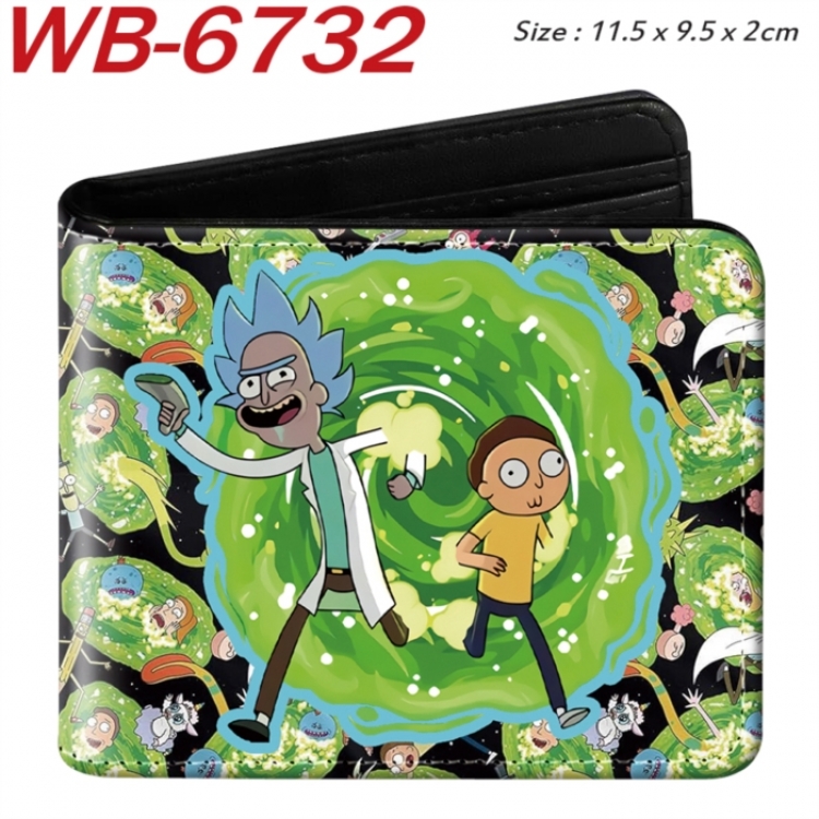 Rick and Morty Animation color PU leather half fold wallet 11.5X9X2CM
