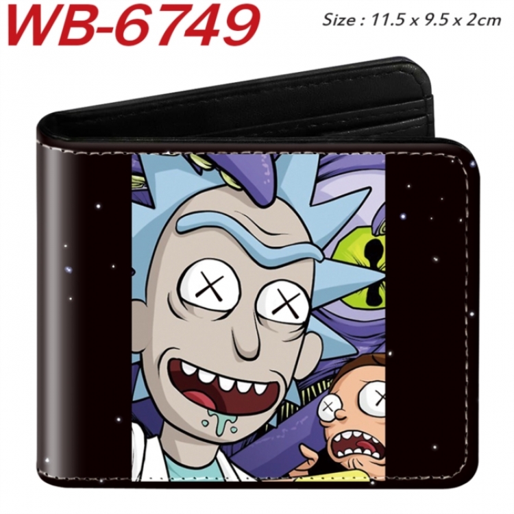 Rick and Morty Animation color PU leather half fold wallet 11.5X9X2CM