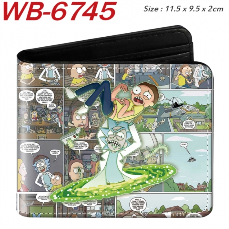 Rick and Morty Animation color PU leather half fold wallet 11.5X9X2CM
