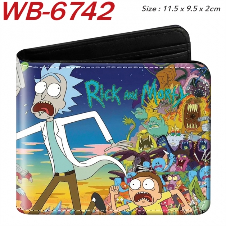 Rick and Morty Animation color PU leather half fold wallet 11.5X9X2CM