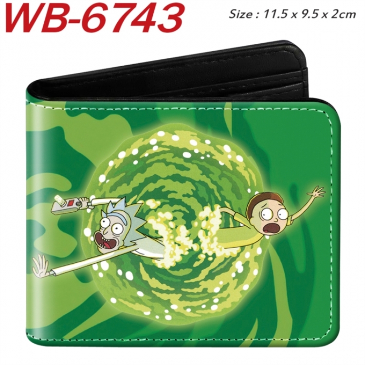 Rick and Morty Animation color PU leather half fold wallet 11.5X9X2CM