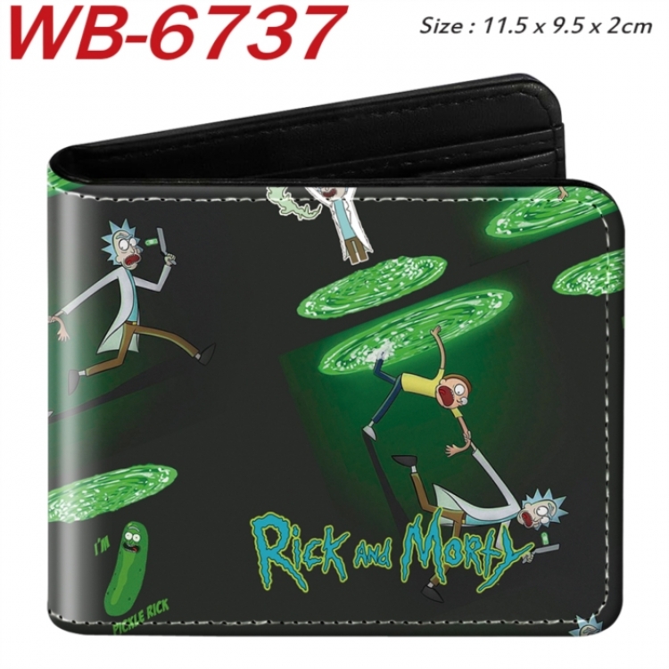 Rick and Morty Animation color PU leather half fold wallet 11.5X9X2CM