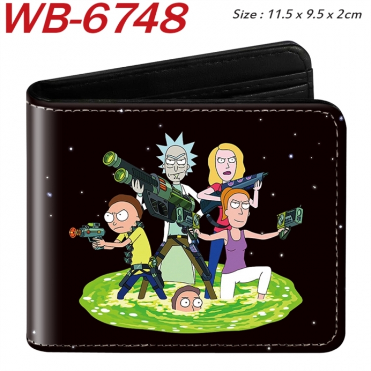 Rick and Morty Animation color PU leather half fold wallet 11.5X9X2CM