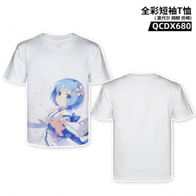 Re:Zero kara Hajimeru Isekai Seikatsu Anime full-color short-sleeved T-shirt from M to 2XL 