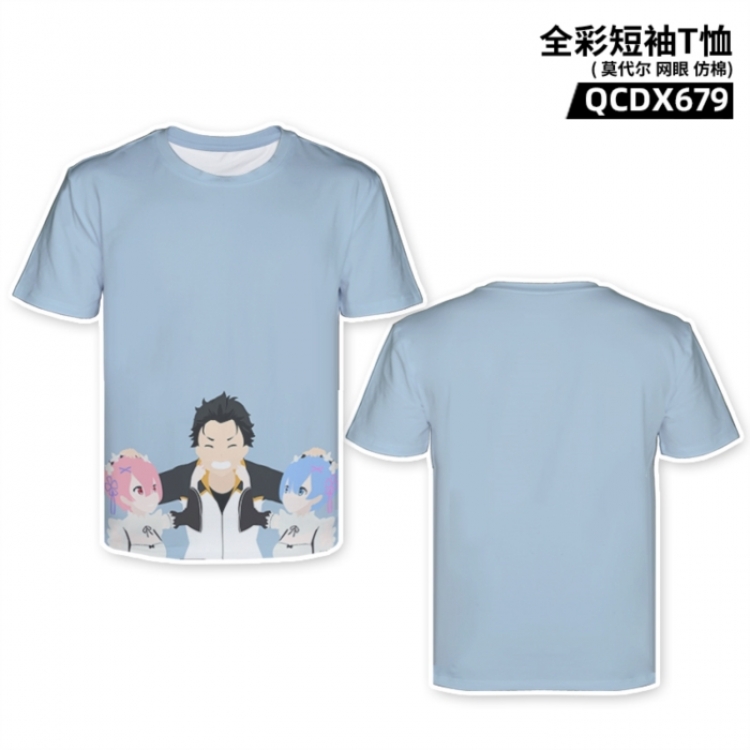 Re:Zero kara Hajimeru Isekai Seikatsu Anime full-color short-sleeved T-shirt from M to 2XL 