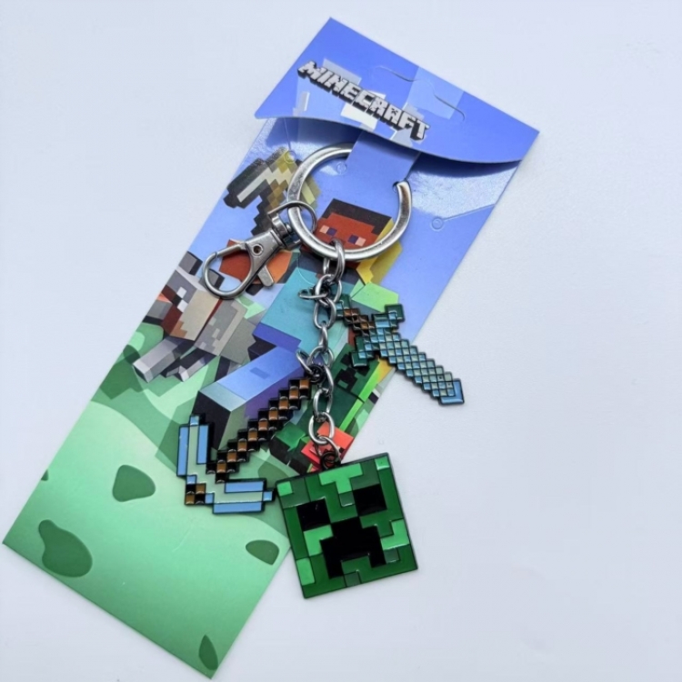 Minecraft Anime cartoon 3 pendant metal keychain backpack pendant