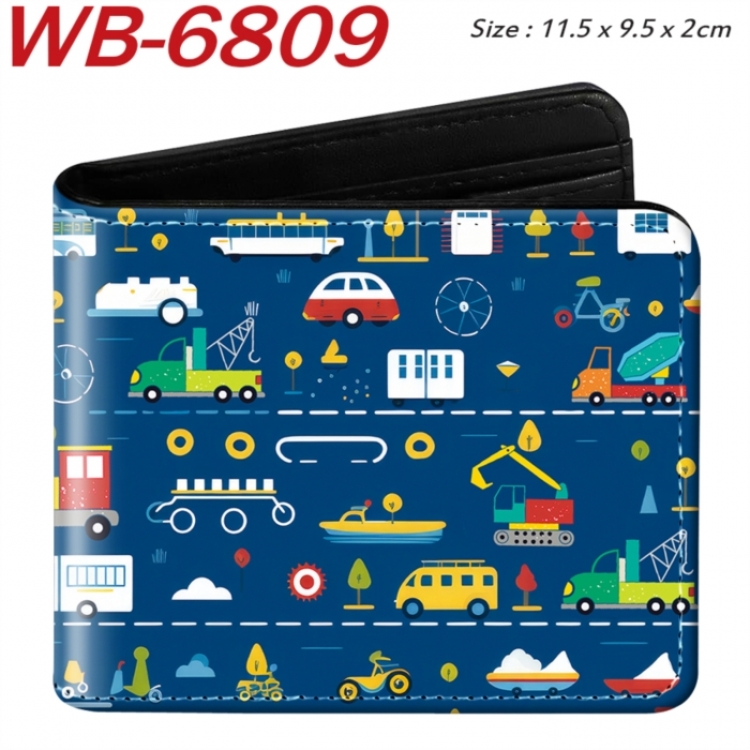 floral print Animation color PU leather half fold wallet 11.5X9X2CM