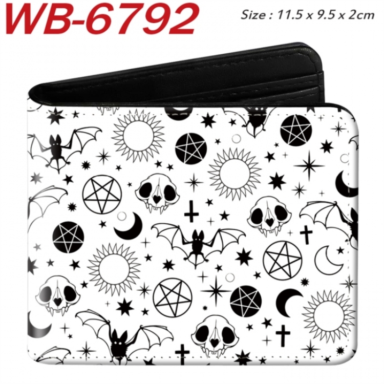 floral print Animation color PU leather half fold wallet 11.5X9X2CM