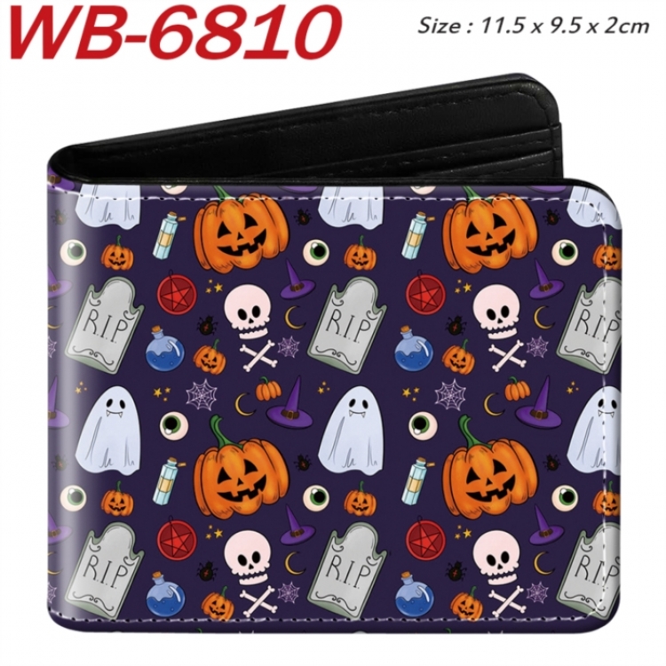 floral print Animation color PU leather half fold wallet 11.5X9X2CM