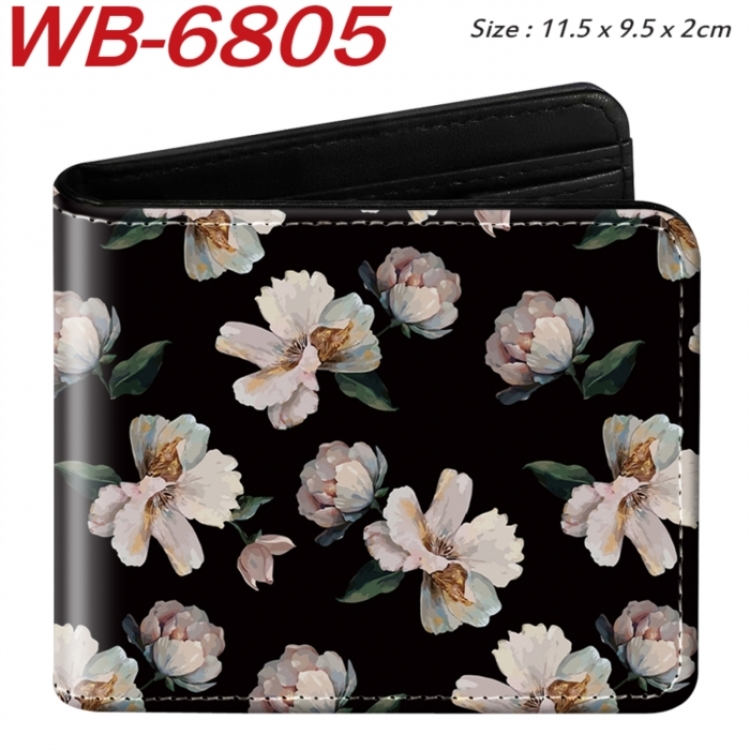 floral print Animation color PU leather half fold wallet 11.5X9X2CM
