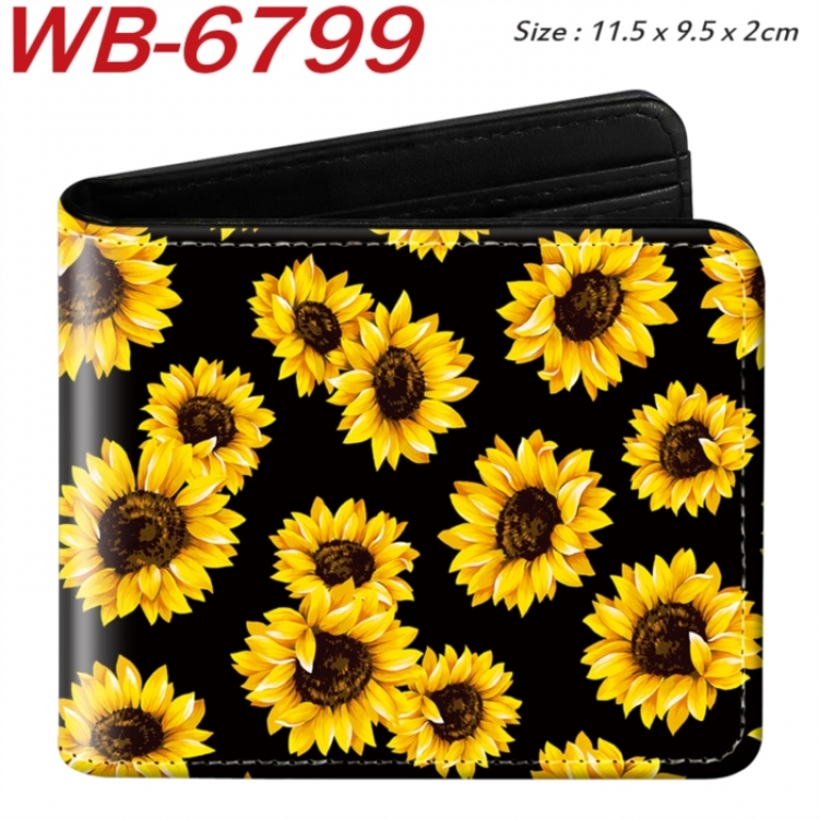 floral print Animation color PU leather half fold wallet 11.5X9X2CM