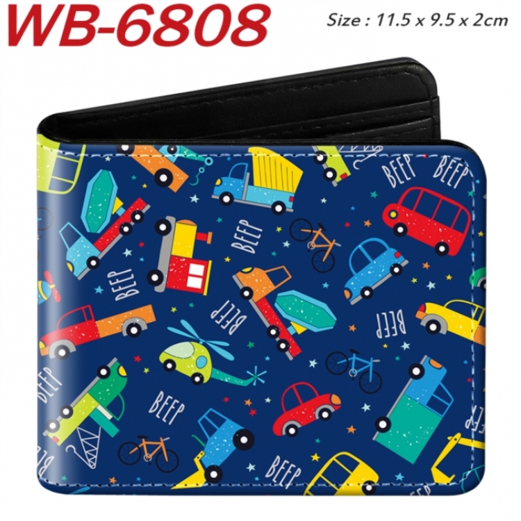 floral print Animation color PU leather half fold wallet 11.5X9X2CM