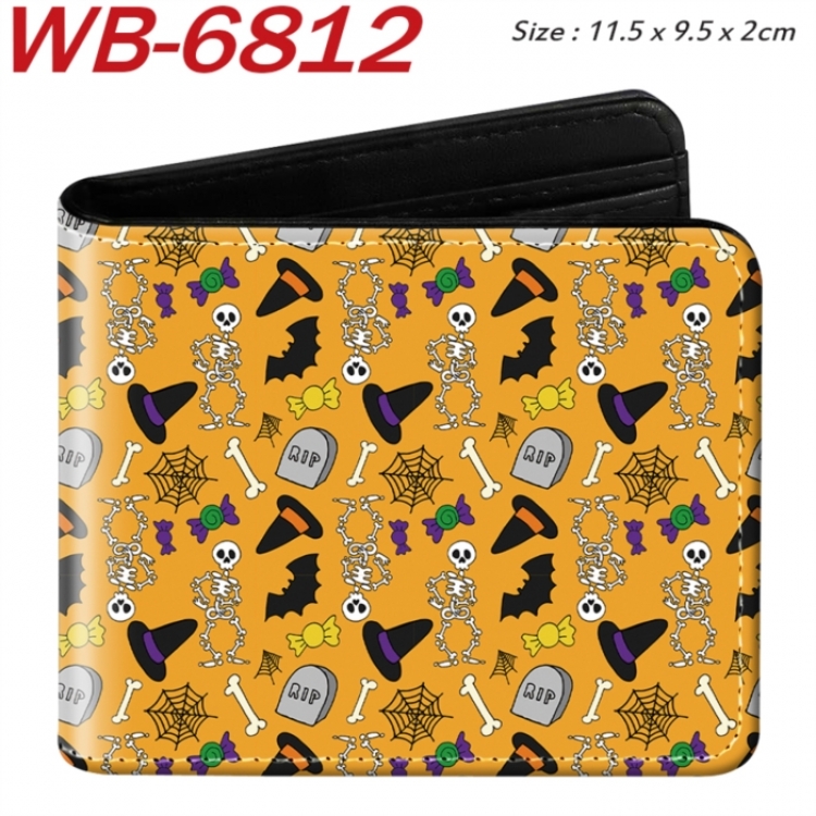 floral print Animation color PU leather half fold wallet 11.5X9X2CM