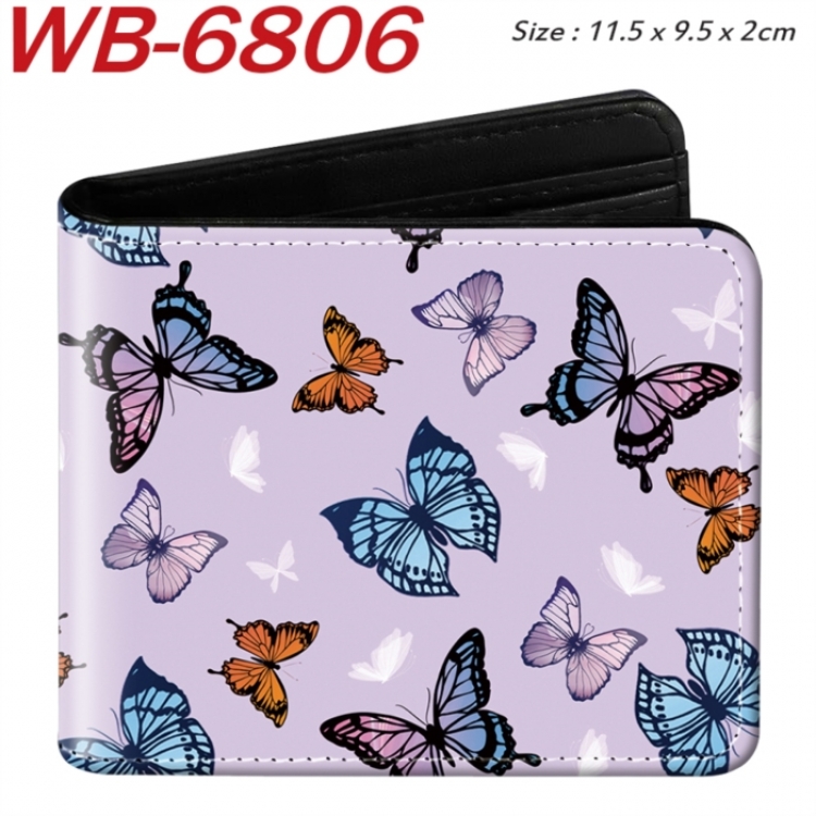 floral print Animation color PU leather half fold wallet 11.5X9X2CM
